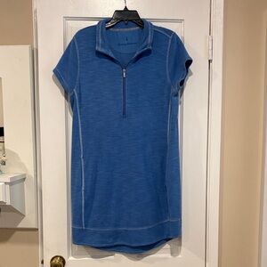 Tommy Bahama Tobago Bay Half Zip short Sleeve Dress Blue Women's L pockets